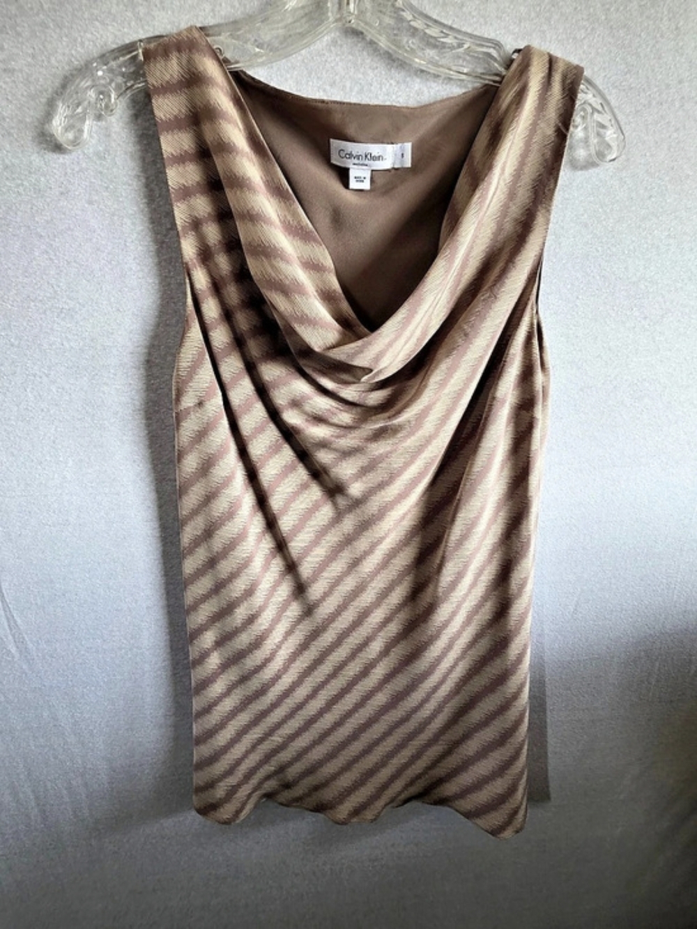 Calvin Klein Geometric Mini Dress in Brown & Pink Size Small
